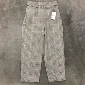 Zara Buckle Belt Houndstooth Trouser Pant 8161/717